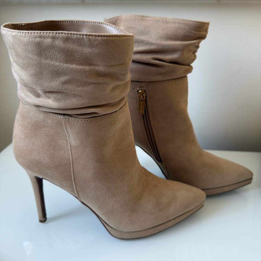 JESSICA SIMPSON Almond Beige Gaiven Slouch Platform Booties Size 6.5 Boho Chic